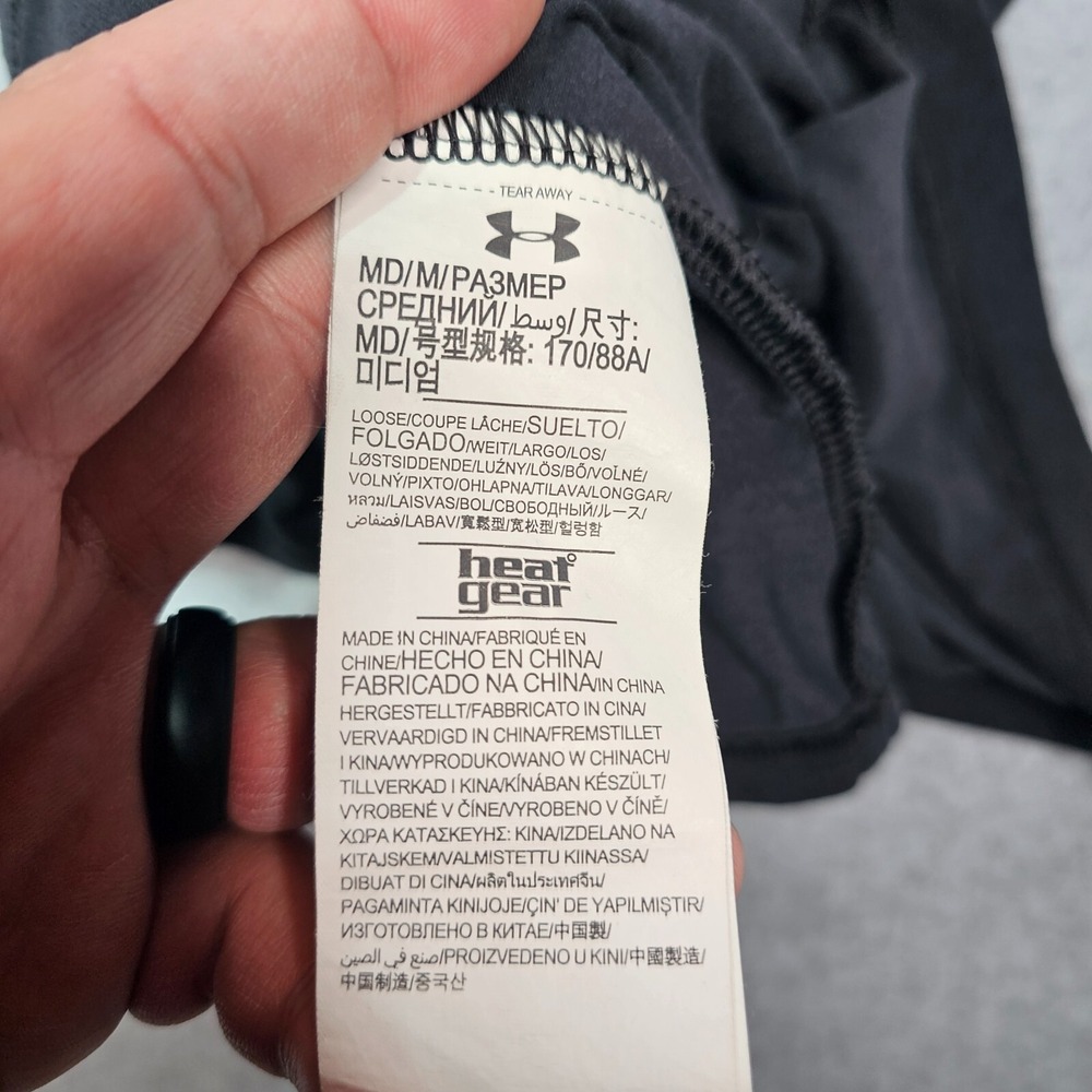 Under Armour Mens Medium UA Heatgear Loose Fit Adult Black Logo Shirt - Picture 3 of 10